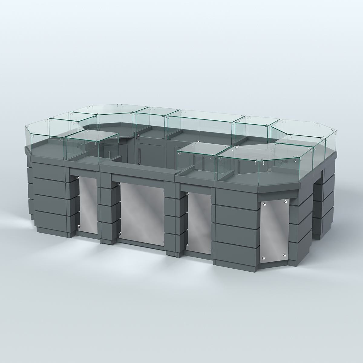 Торговый островок GOLD с зеркальным фасадом №4-1 (6,75 кв.м) Темно-Серый