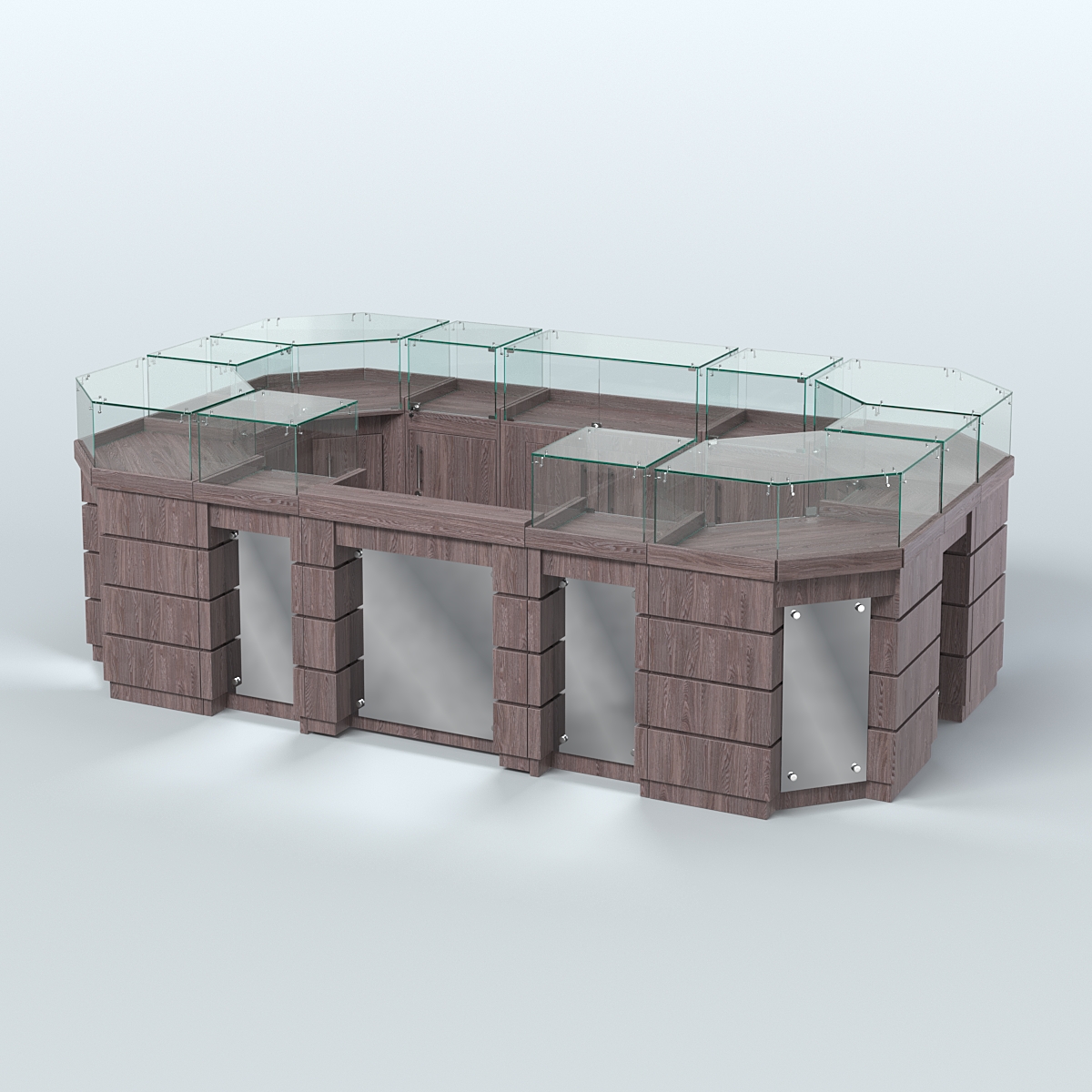 Торговый островок GOLD с зеркальным фасадом №4-1 (6,75 кв.м) Ясень Анкор темный