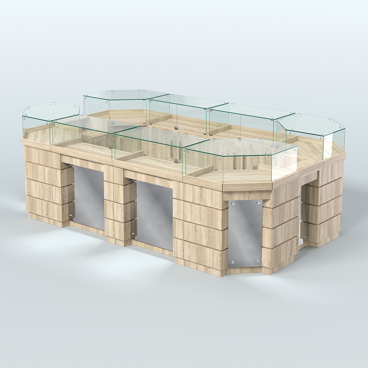 Торговый островок GOLD с зеркальным фасадом №5-1 (6,75 кв.м) Дуб сонома