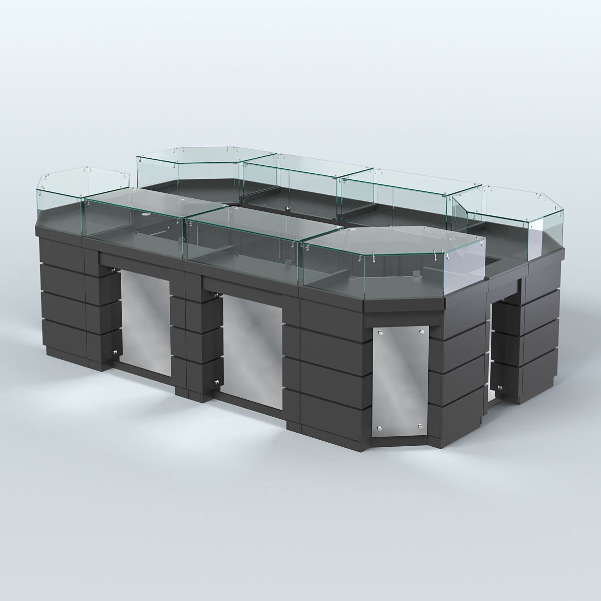 Торговый островок GOLD с зеркальным фасадом №5-1 (6,75 кв.м) Черный