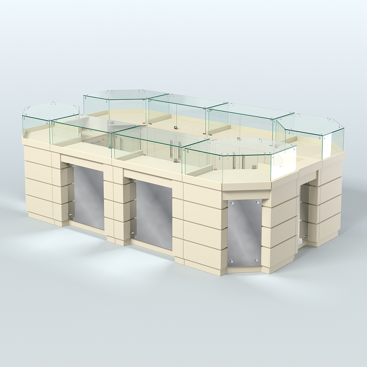 Торговый островок GOLD с зеркальным фасадом №5-1 (6,75 кв.м) Крем Вайс