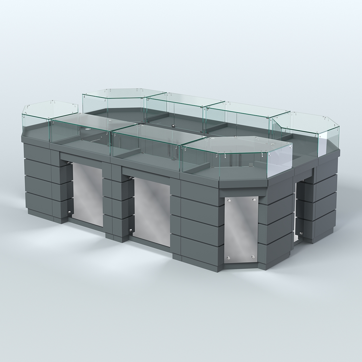 Торговый островок GOLD с зеркальным фасадом №5-1 (6,75 кв.м) Темно-Серый