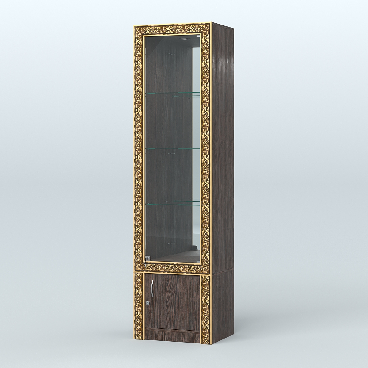 Витрина зеркальная с декором №ВБА-4 Дуб Венге