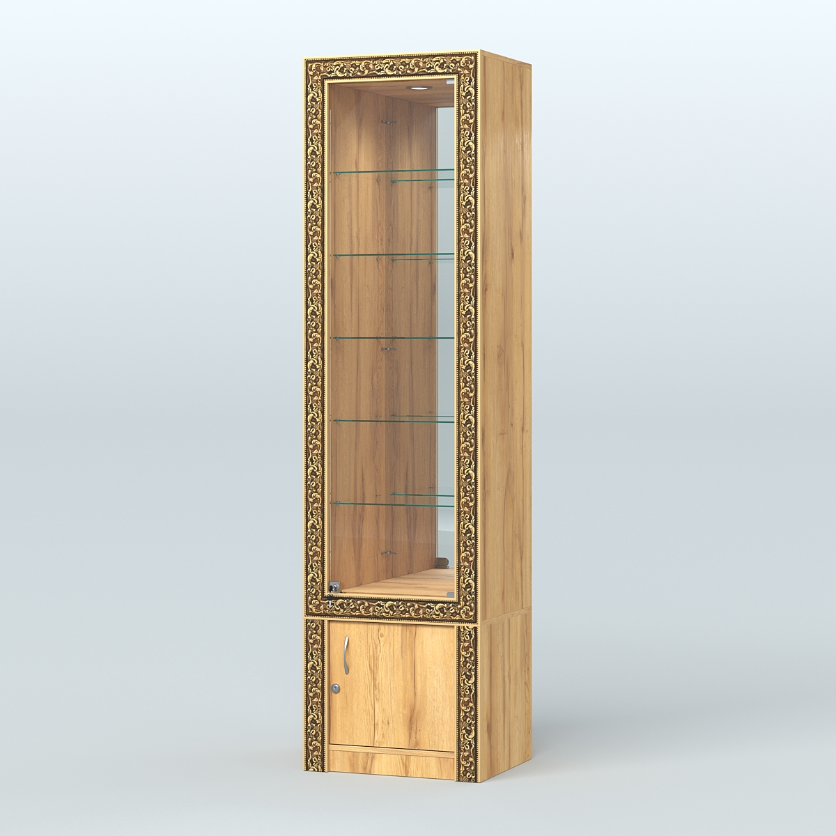 Витрина с декором и верхней подсветкой №ВБА-504 Дуб Золотистый