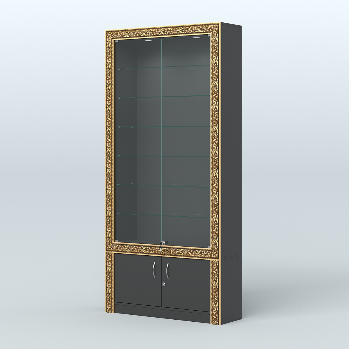 Витрина закрытая с декором №ВБА-31 Черный