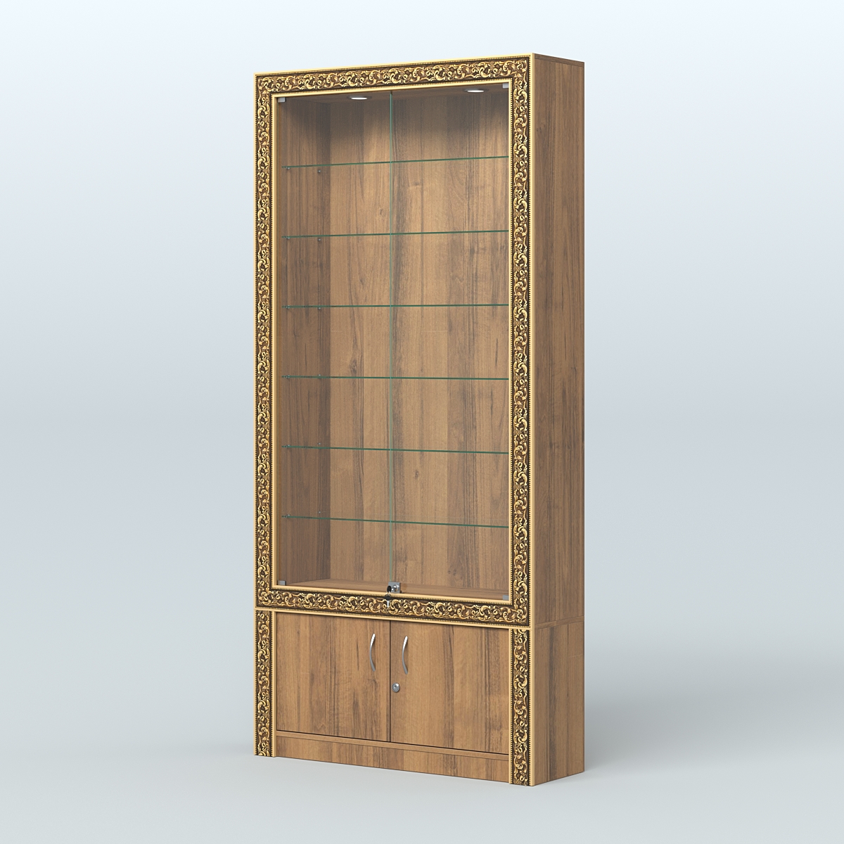 Витрина закрытая с декором №ВБА-31 Орех