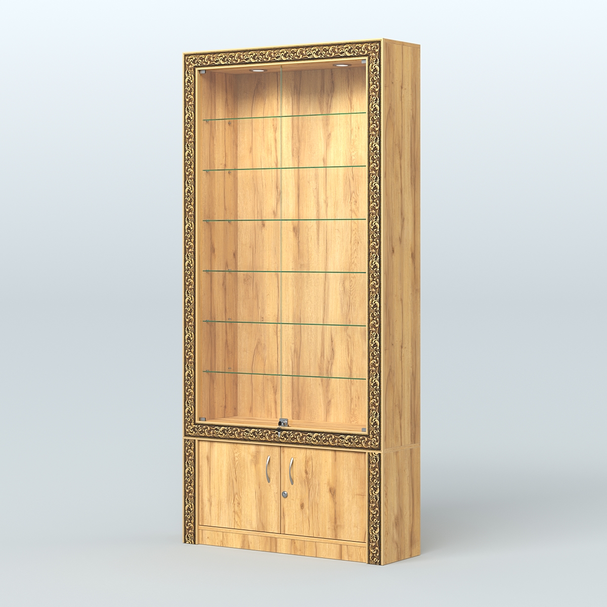 Витрина закрытая с декором №ВБА-31 Дуб Золотистый