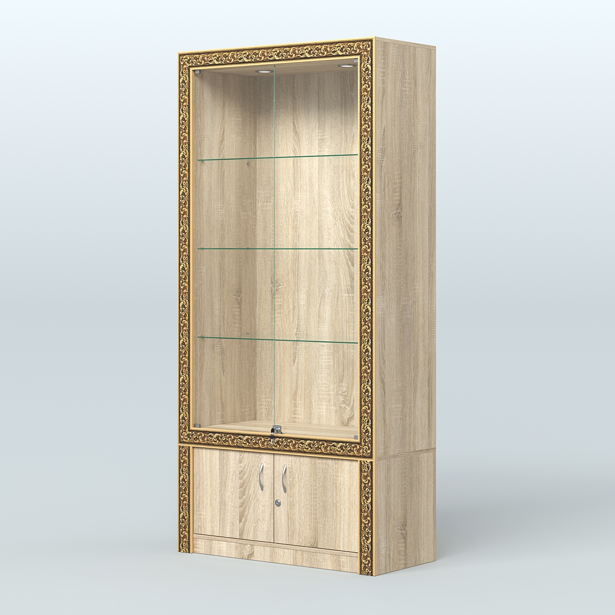 Витрина с декором и дверками №ВБА-1 Дуб сонома