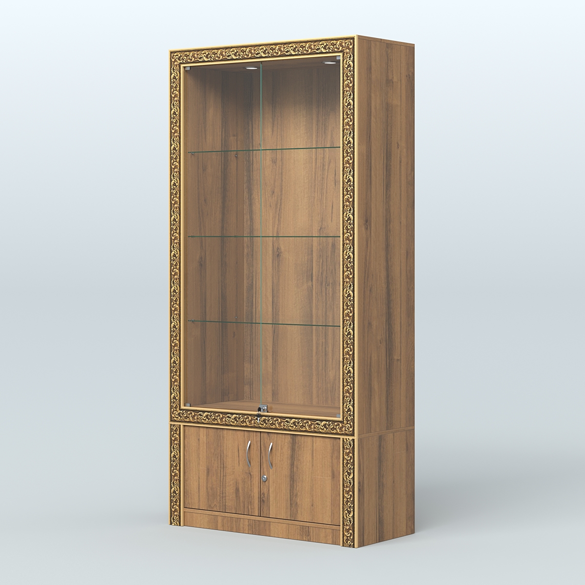 Витрина с декором и дверками №ВБА-1 Орех
