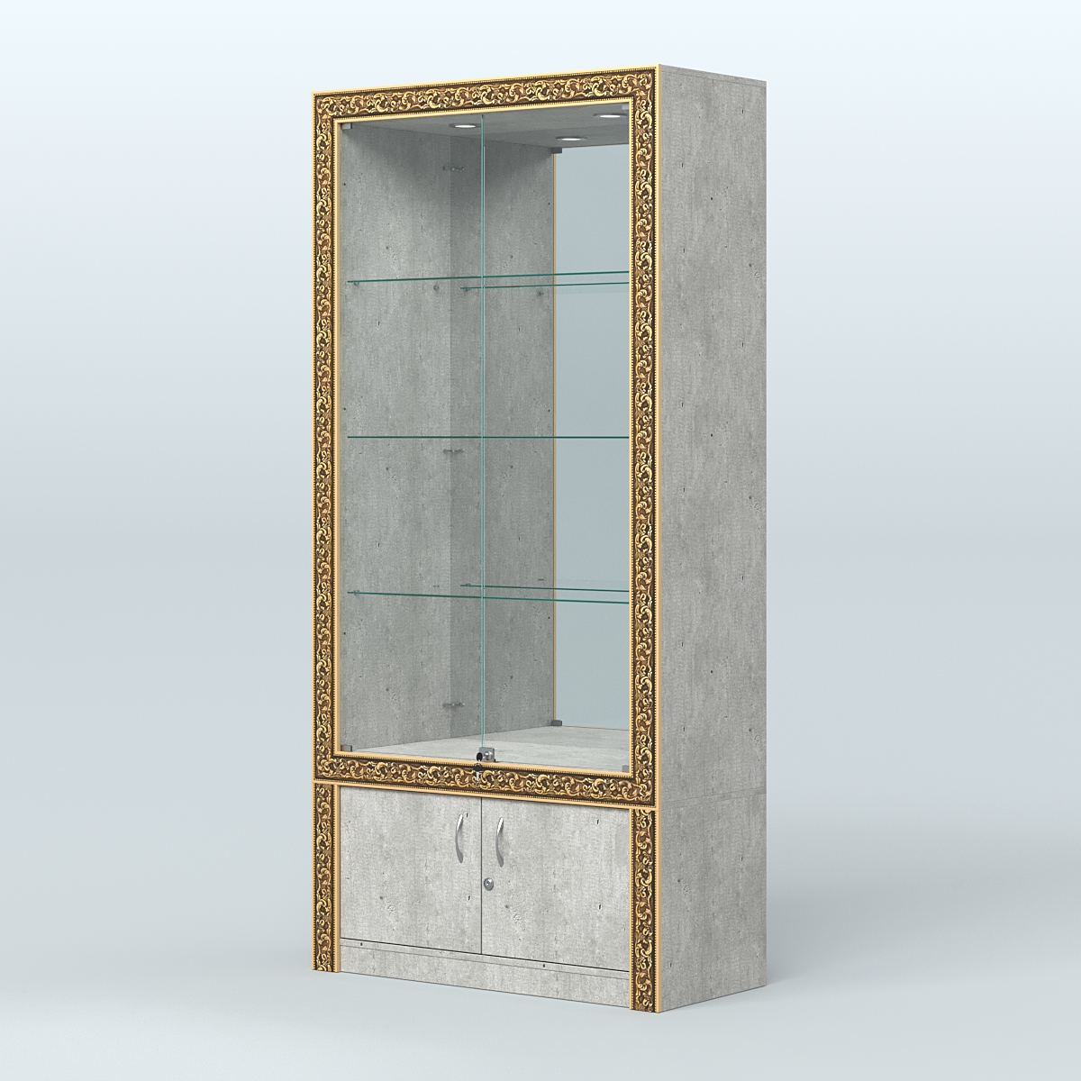 Витрина с декором и зеркалом №ВБА-3 Метрополитан Грей