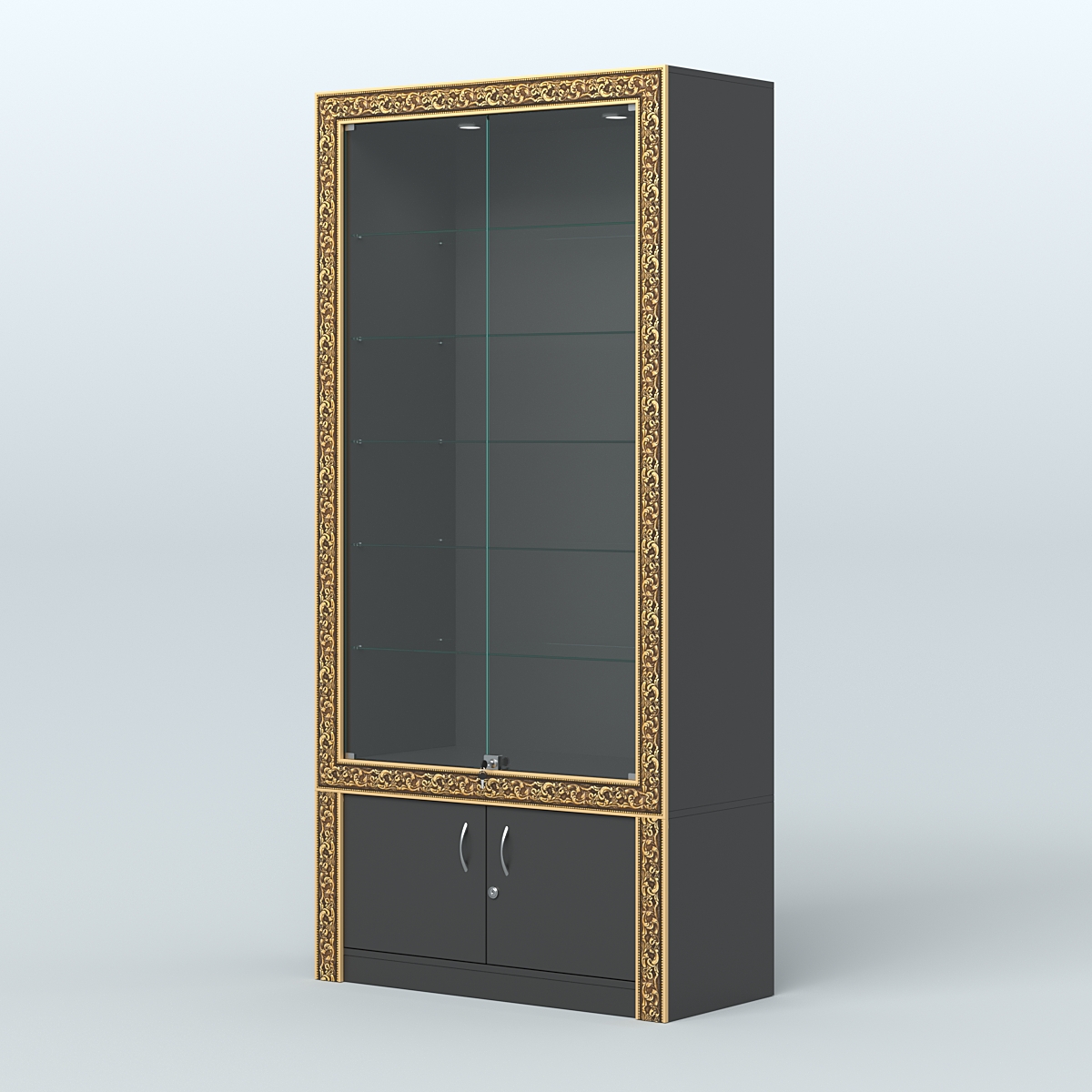 Витрина прямоугольная с декором №ВБА-501 Черный