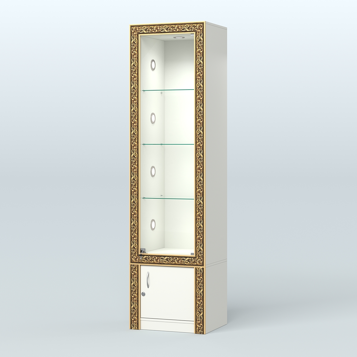 Витрина с декором и накопителем №ВБА-2С Белый