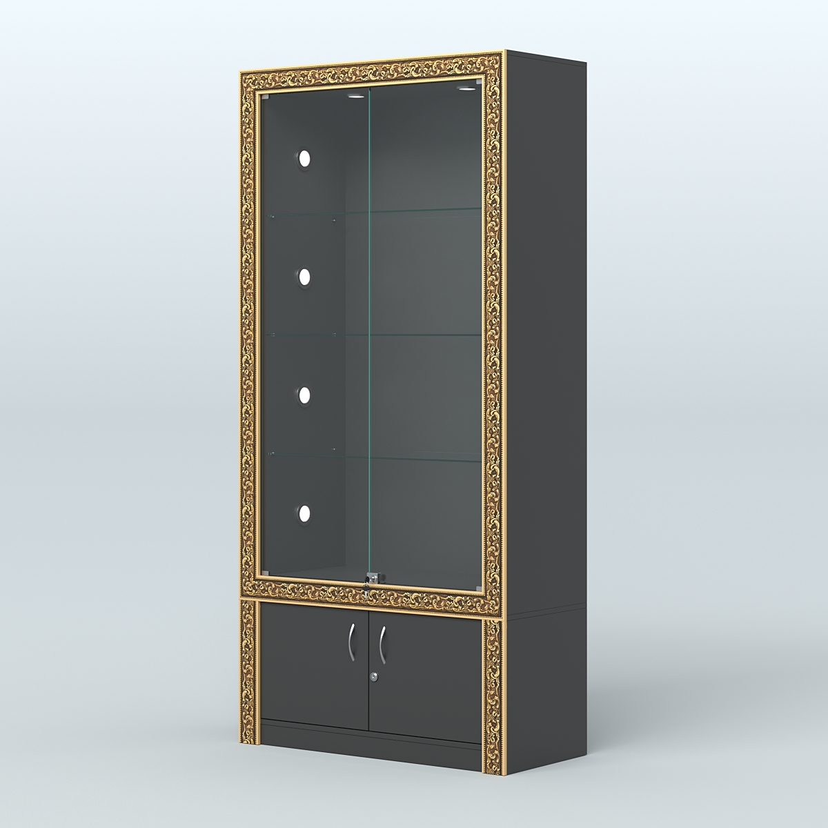 Витрина с декором и тумбой №ВБА-1С Черный