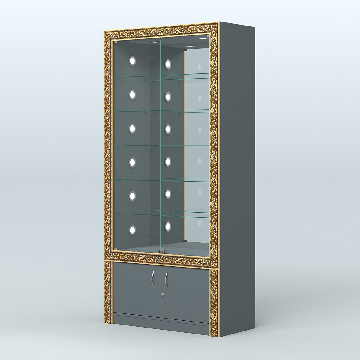 Витрина центральная с декором №ВБА-503С Темно-Серый