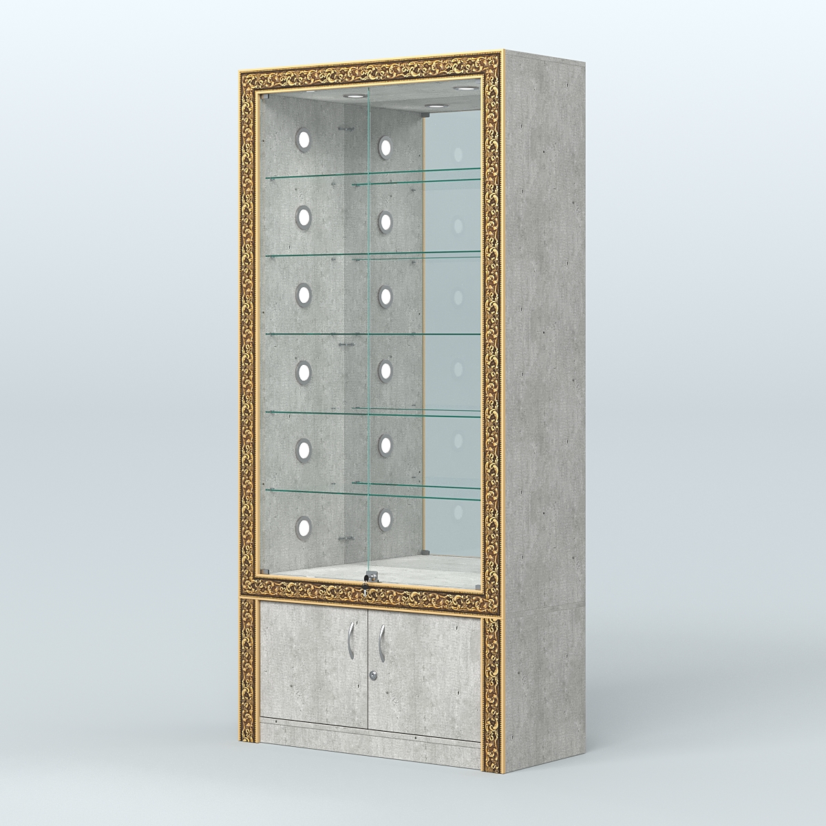 Витрина центральная с декором №ВБА-503С Метрополитан Грей