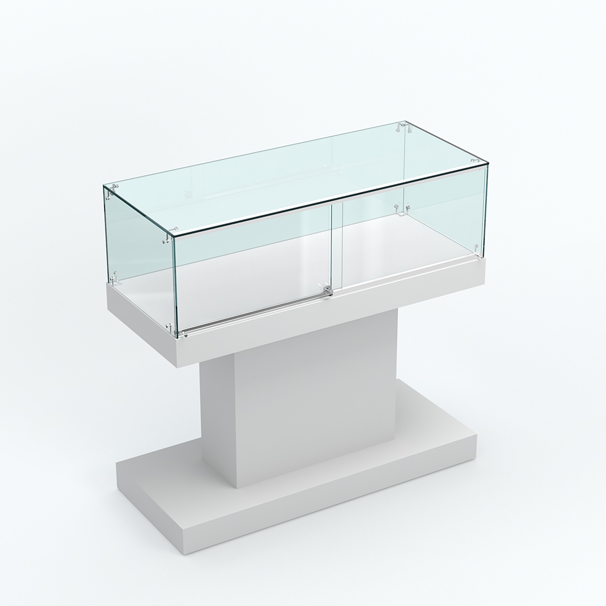 Стеклянный островной прилавок прямоугольный №1 Серый