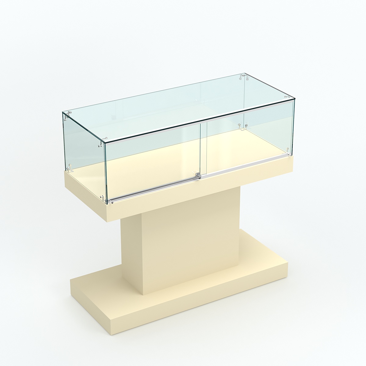 Стеклянный островной прилавок прямоугольный №1 Крем Вайс