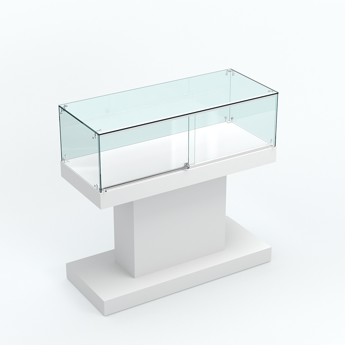 Стеклянный островной прилавок прямоугольный №1 Белый