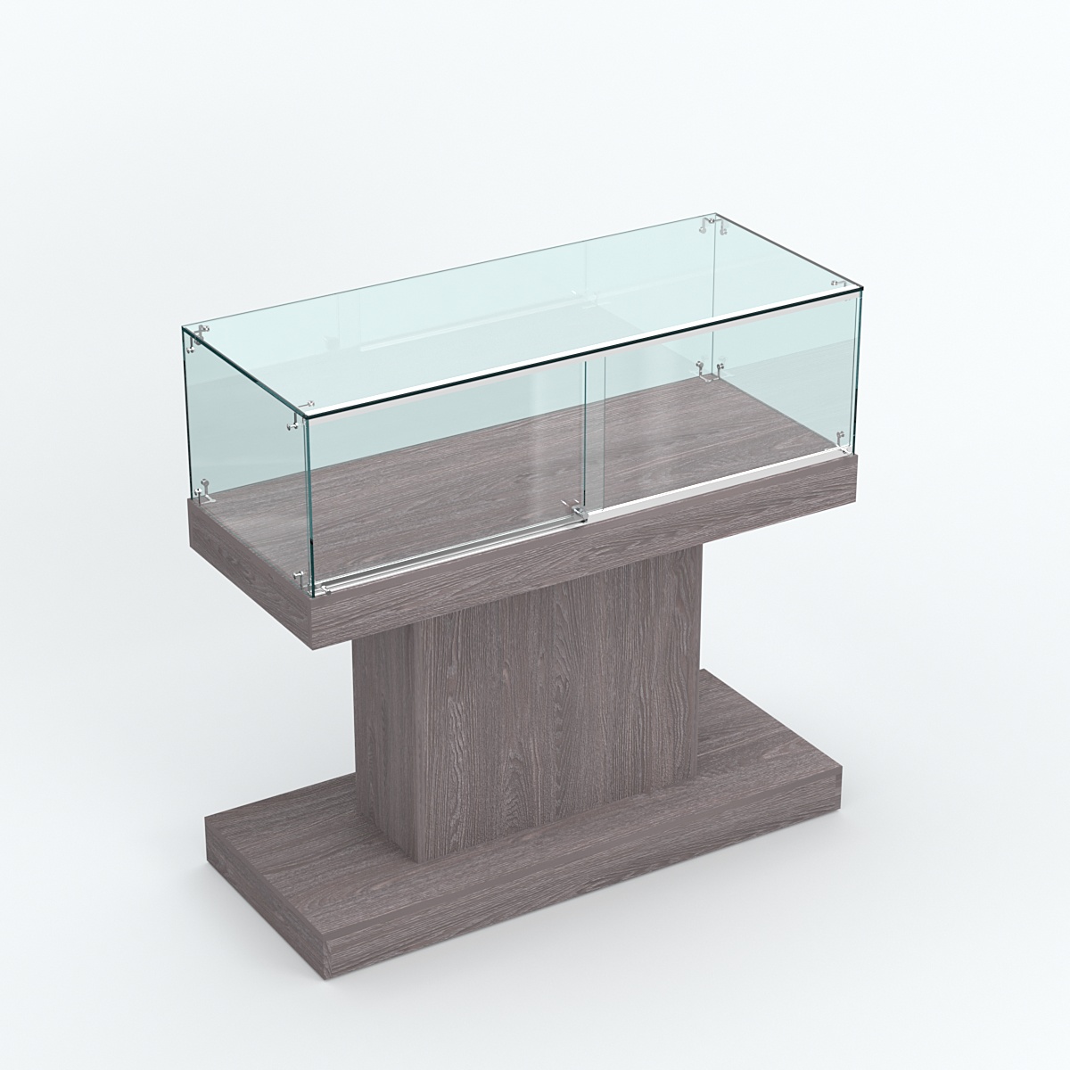 Стеклянный островной прилавок прямоугольный №1 Ясень Анкор темный