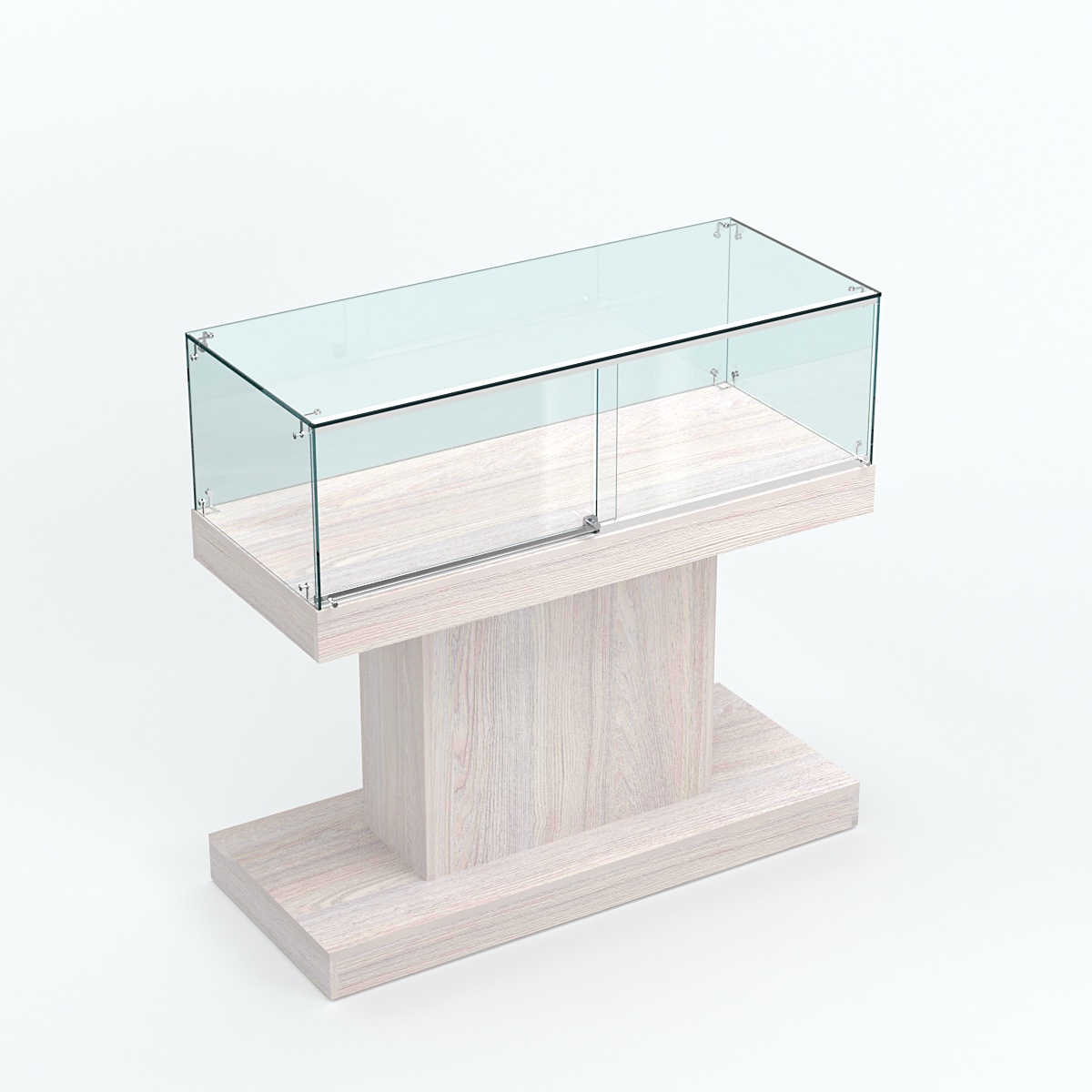 Стеклянный островной прилавок прямоугольный №1 Ясень Анкор светлый
