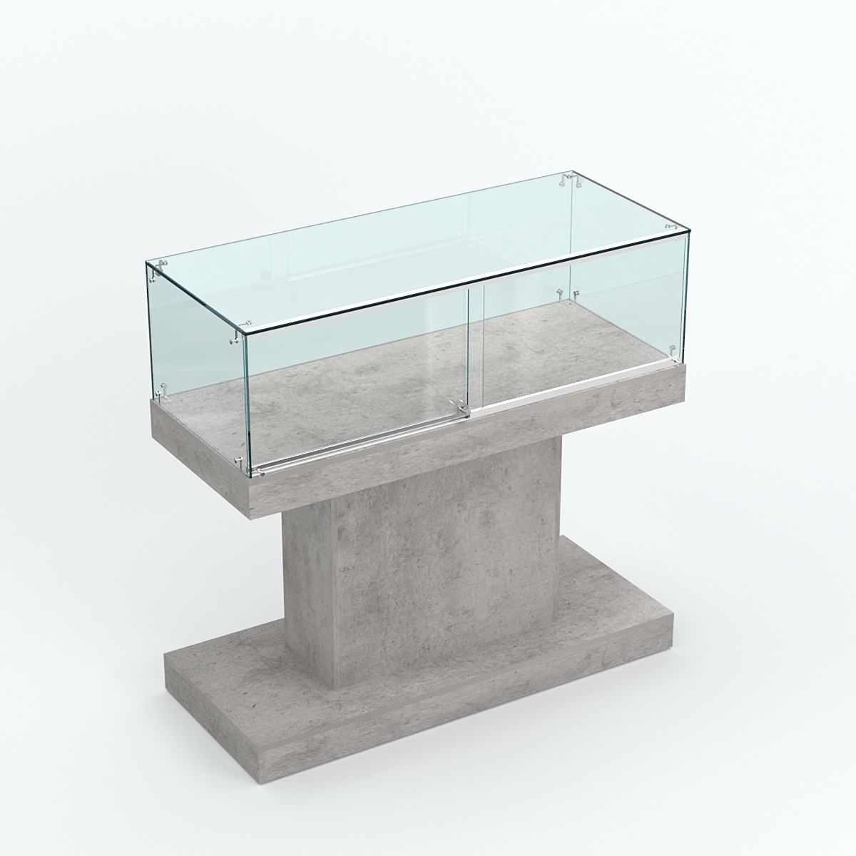 Стеклянный островной прилавок прямоугольный №1 Бетон Чикаго светло-серый F186 ST9