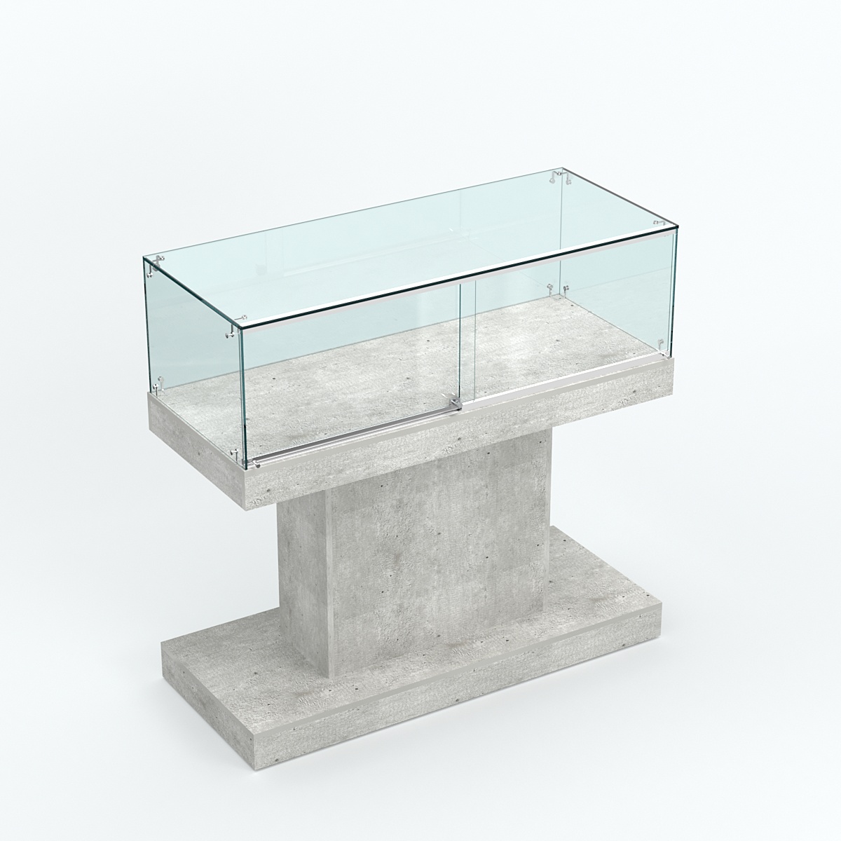 Стеклянный островной прилавок прямоугольный №1 Метрополитан Грей