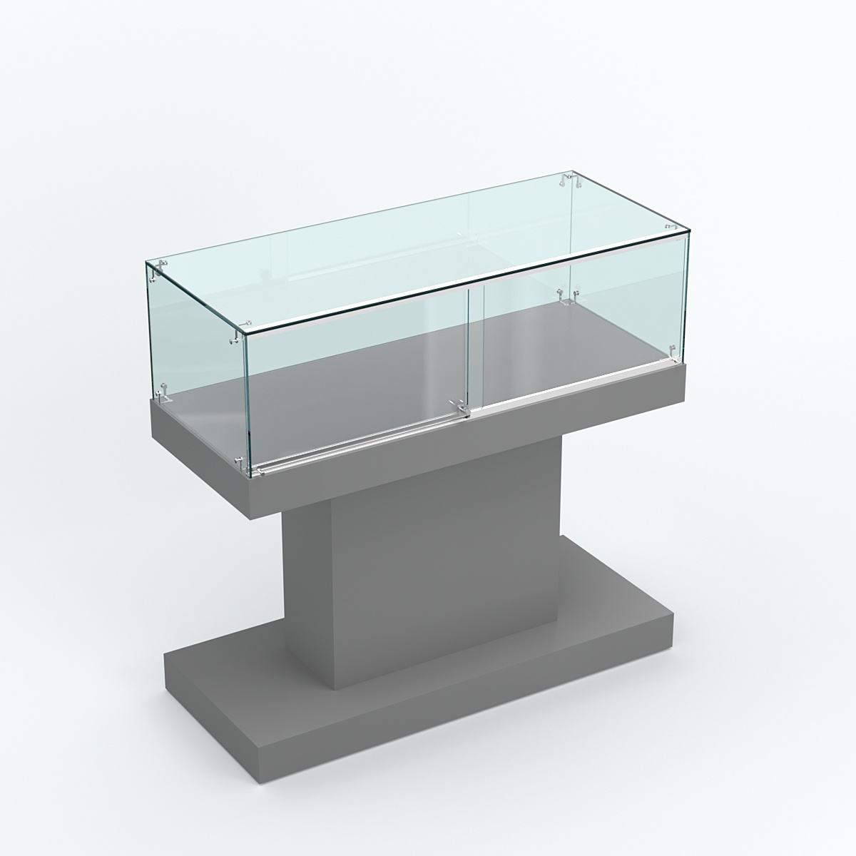 Стеклянный островной прилавок прямоугольный №1 Темно-Серый