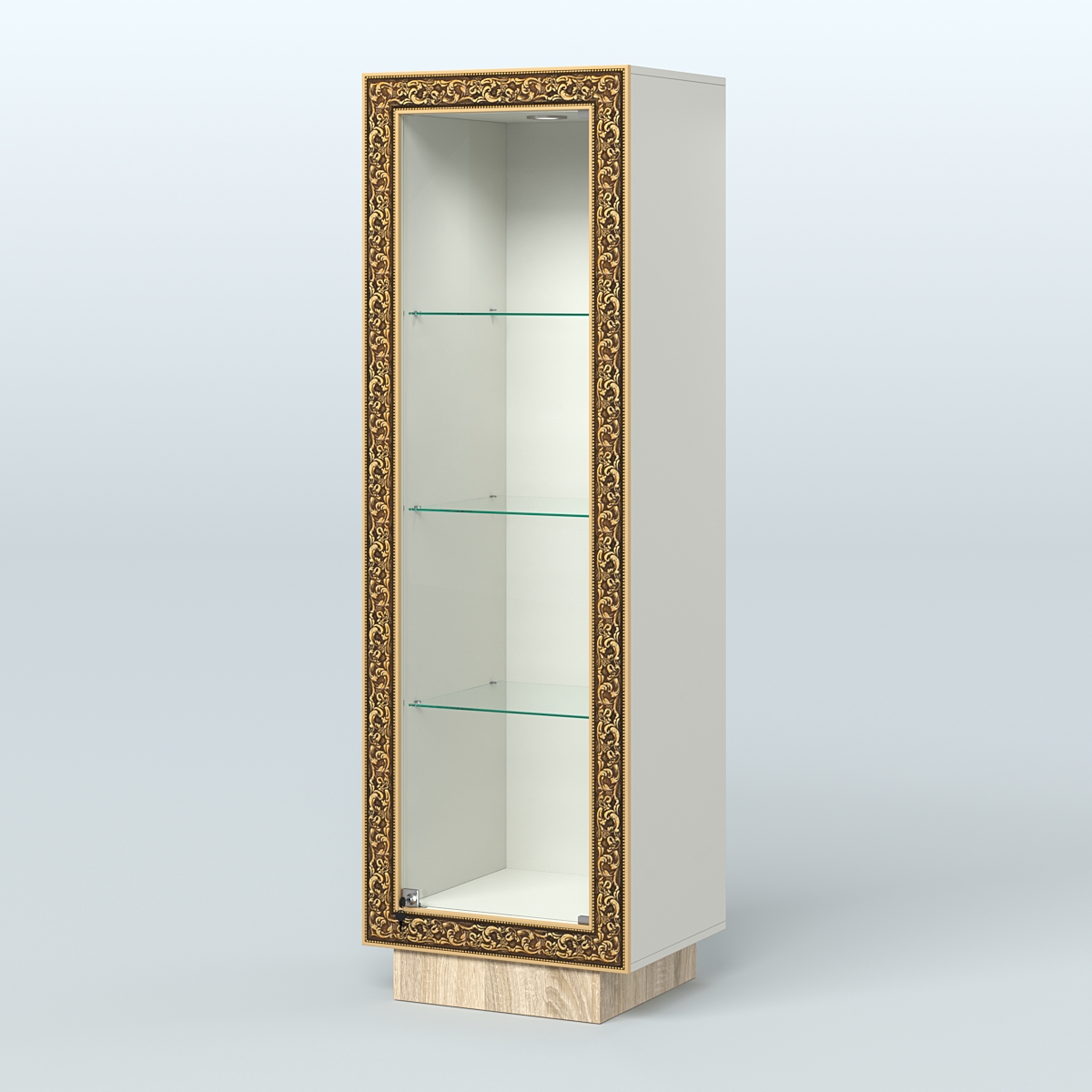 Низкая витрина из ДСП с декором НБА-1 Белый + Дуб Сонома