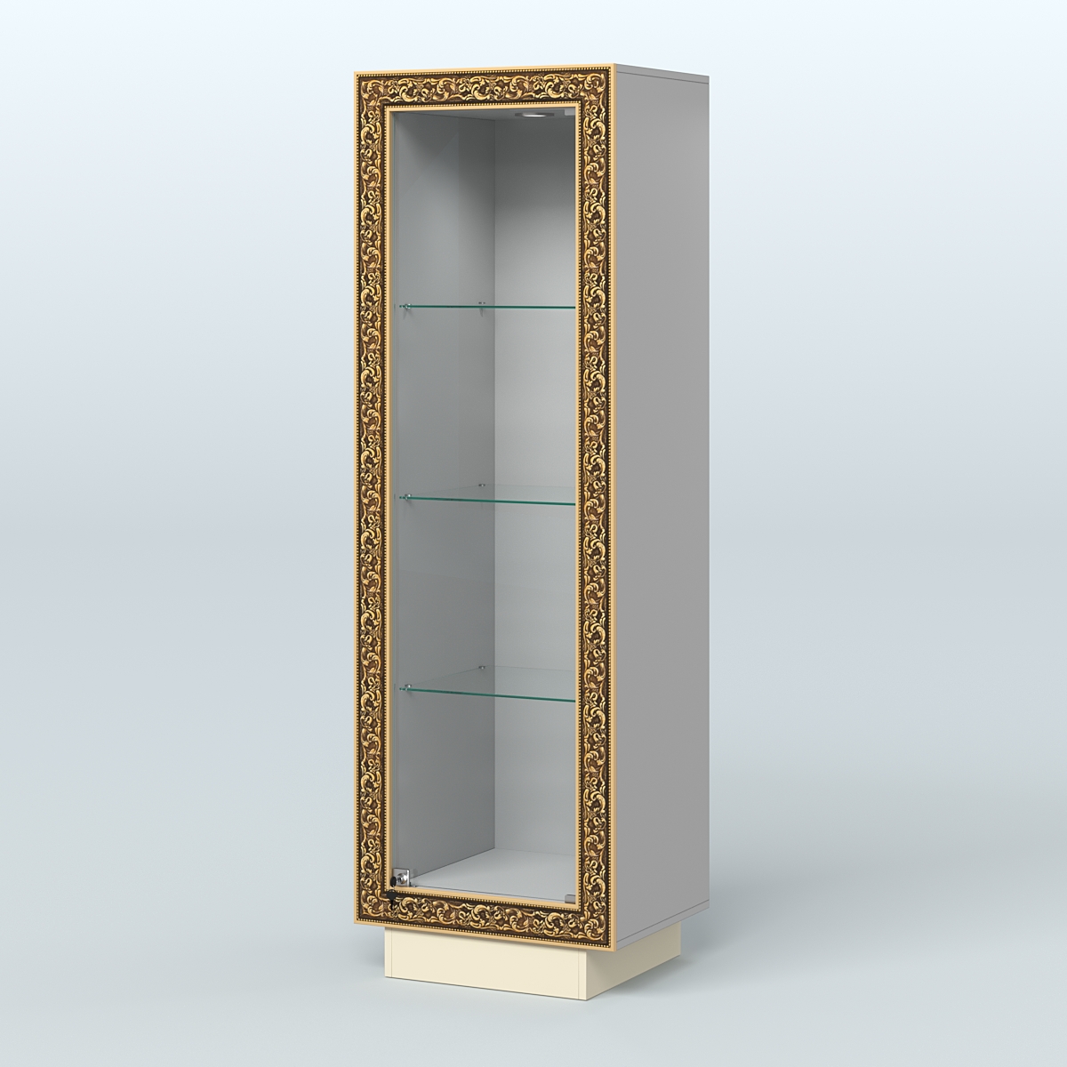 Низкая витрина из ДСП с декором НБА-1 Серый + Крем Вайс