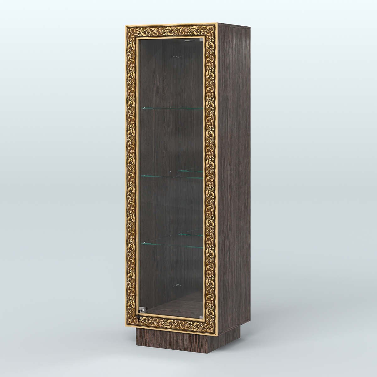 Низкая витрина с декором и тремя прозрачными полками НБА-3 Дуб Венге