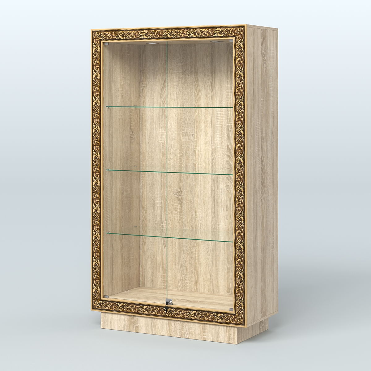 Низкая витрина с декором и верхней подсветкой НБА-5 Дуб сонома