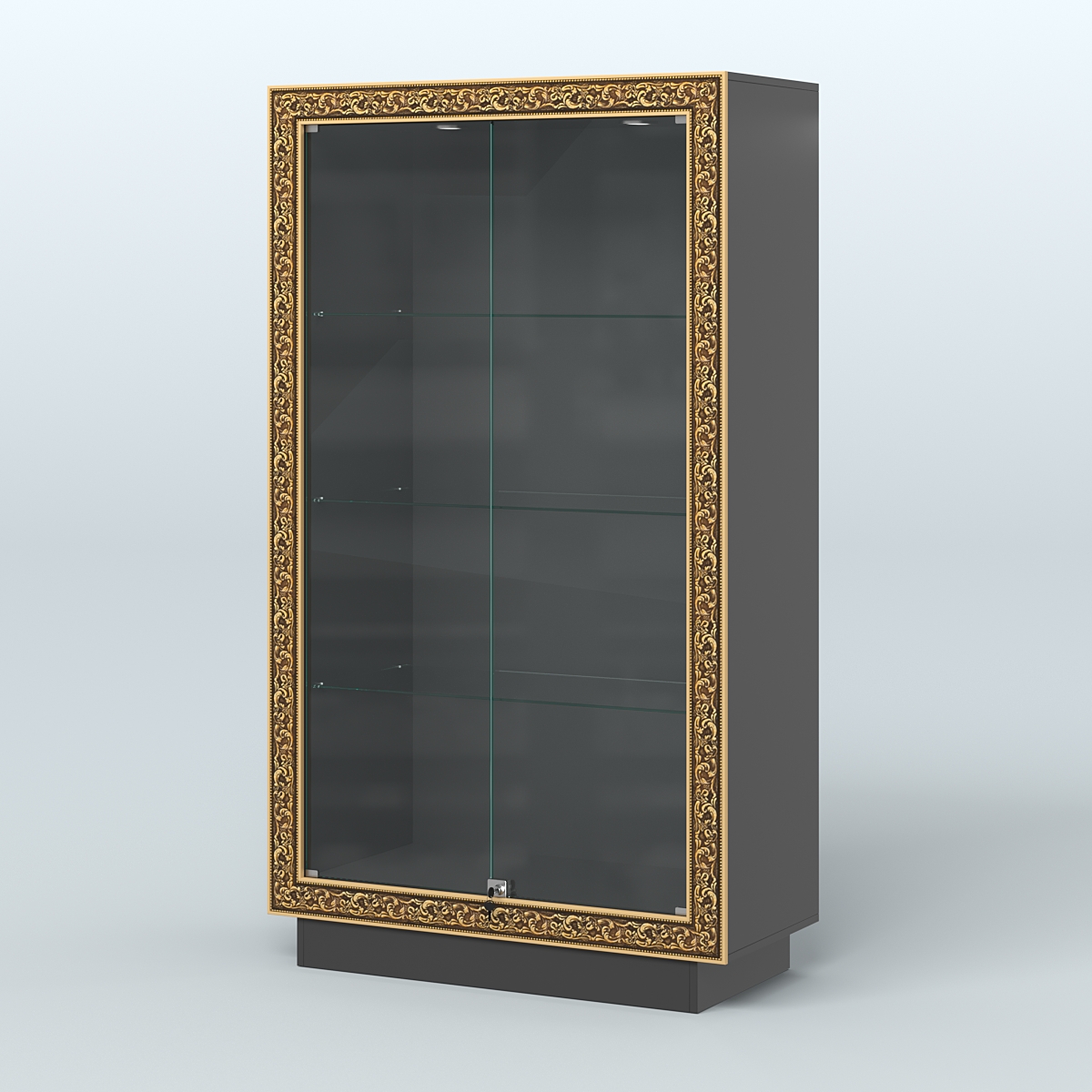 Низкая витрина с декором и верхней подсветкой НБА-5 Черный