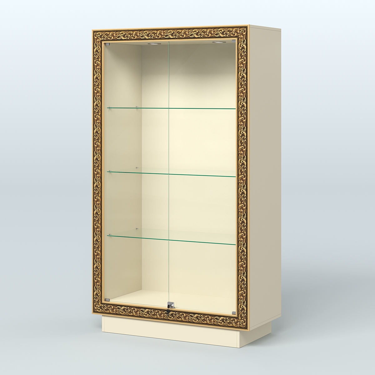 Низкая витрина с декором и верхней подсветкой НБА-5 Крем Вайс