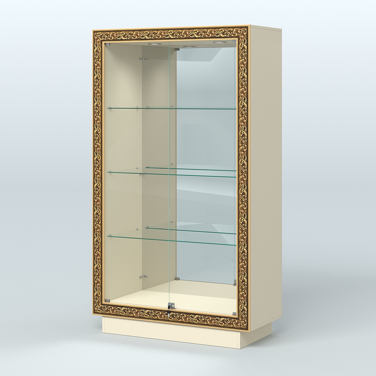 Низкая зеркальная витрина с декором НБА-7 Крем Вайс