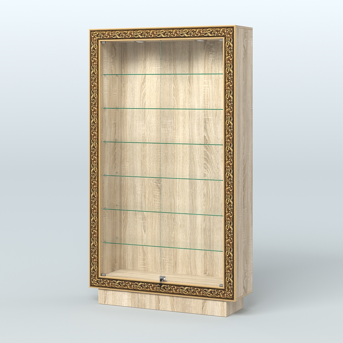 Низкая узкая витрина с декором НБА-9 Дуб сонома