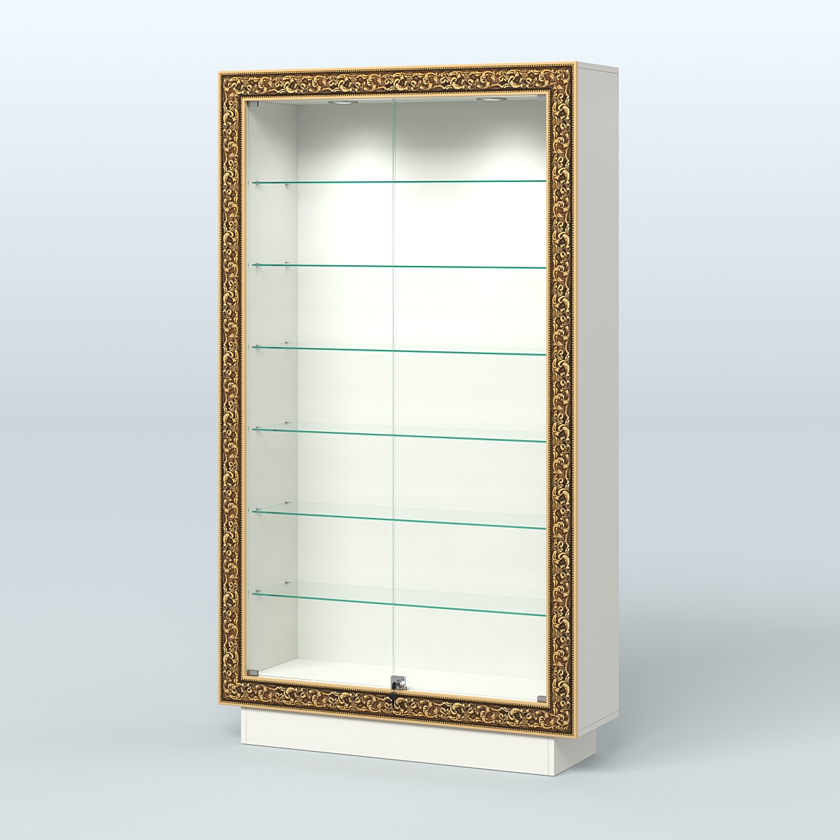 Низкая узкая витрина с декором НБА-9 Белый