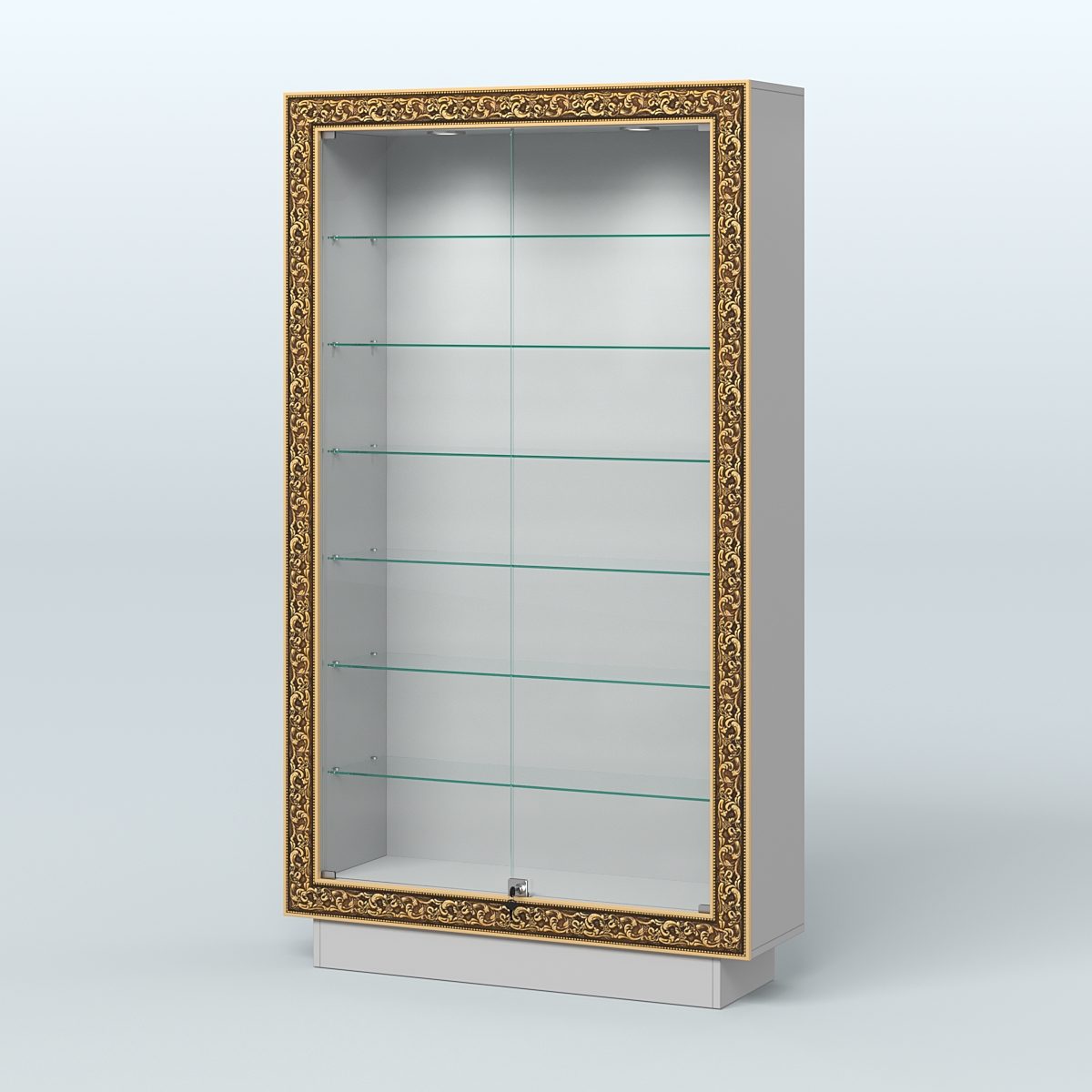 Низкая узкая витрина с декором НБА-9 Серый