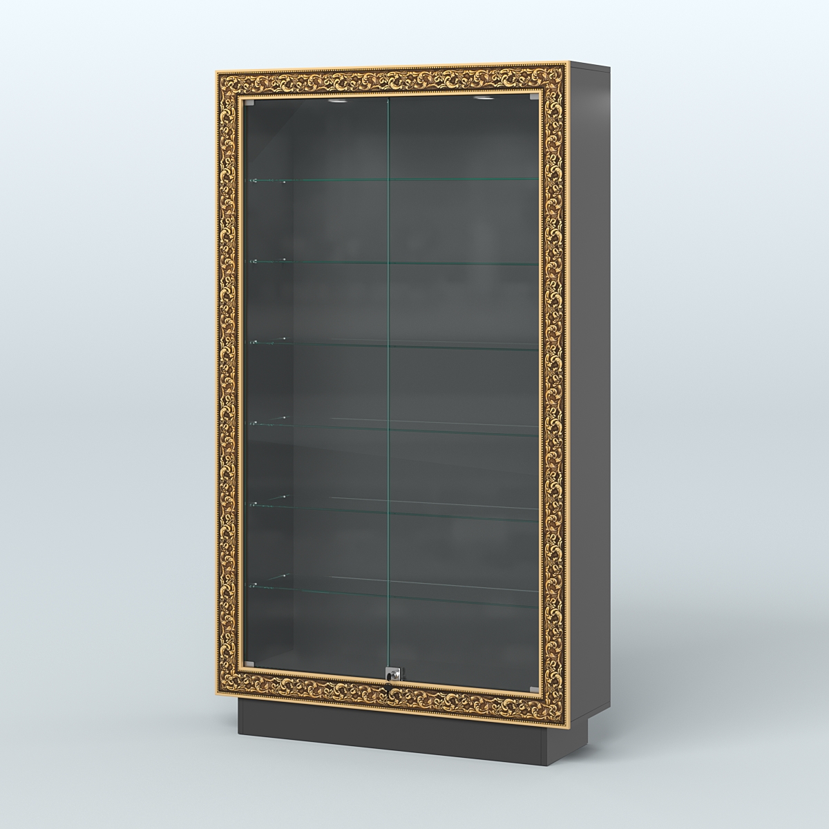 Низкая узкая витрина с декором НБА-9 Черный