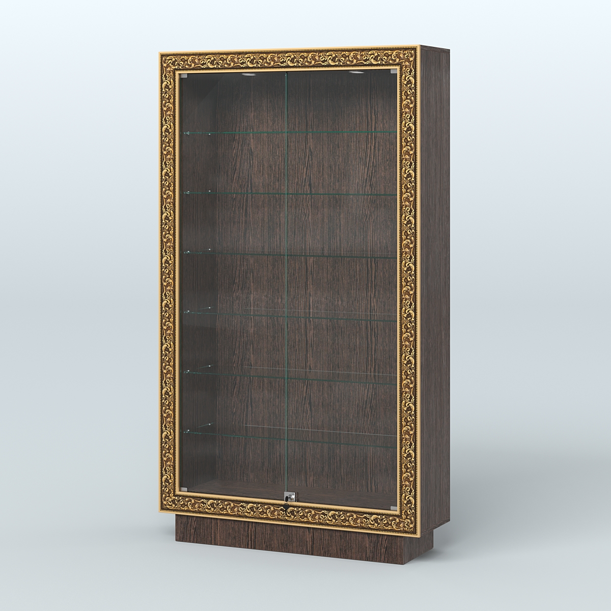 Низкая узкая витрина с декором НБА-9 Дуб Венге