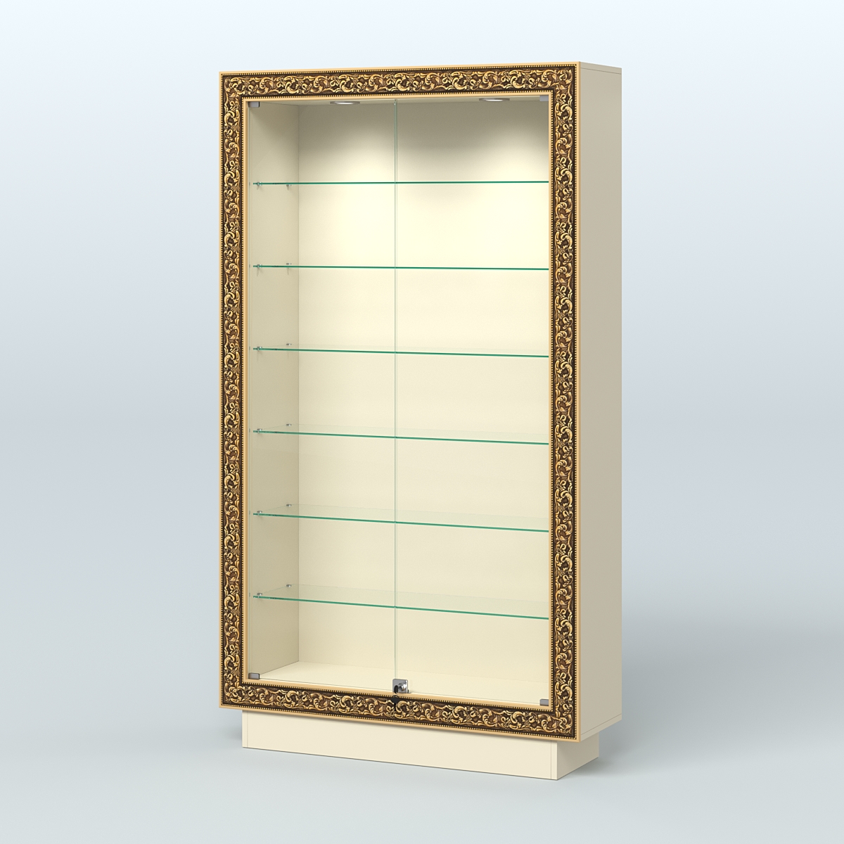 Низкая узкая витрина с декором НБА-9 Крем Вайс