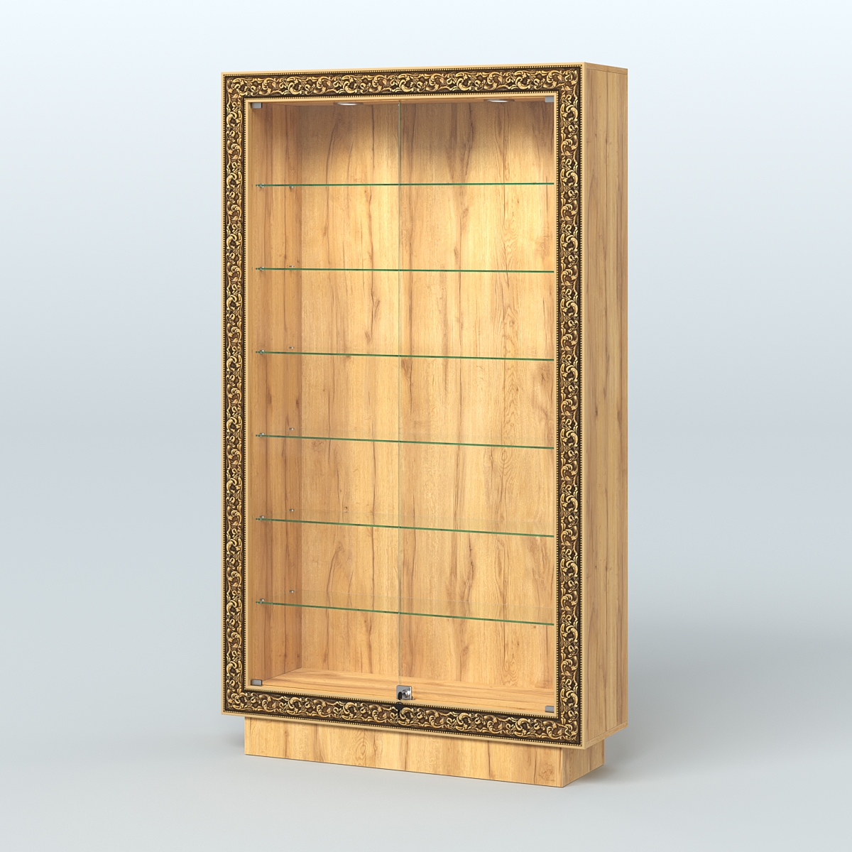 Низкая узкая витрина с декором НБА-9 Дуб Золотистый