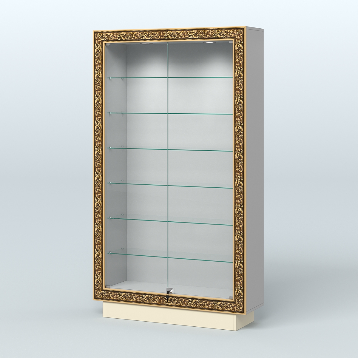 Низкая узкая витрина с декором НБА-9 Серый + Крем Вайс