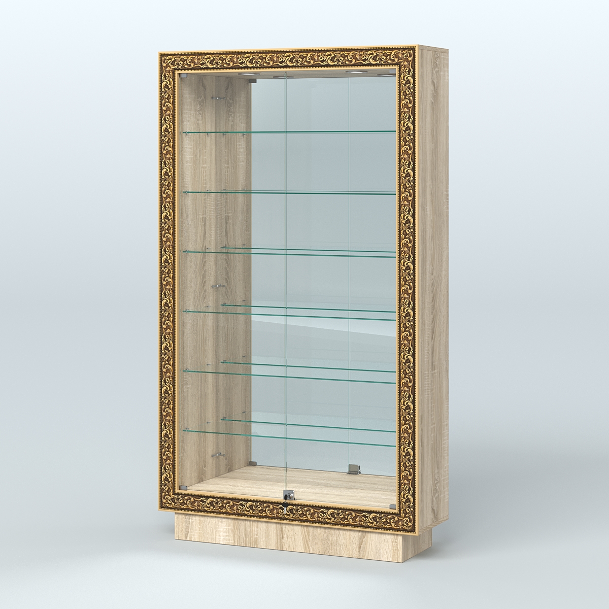 Низкая витрина с декором и узкими полками НБА-11 Дуб сонома