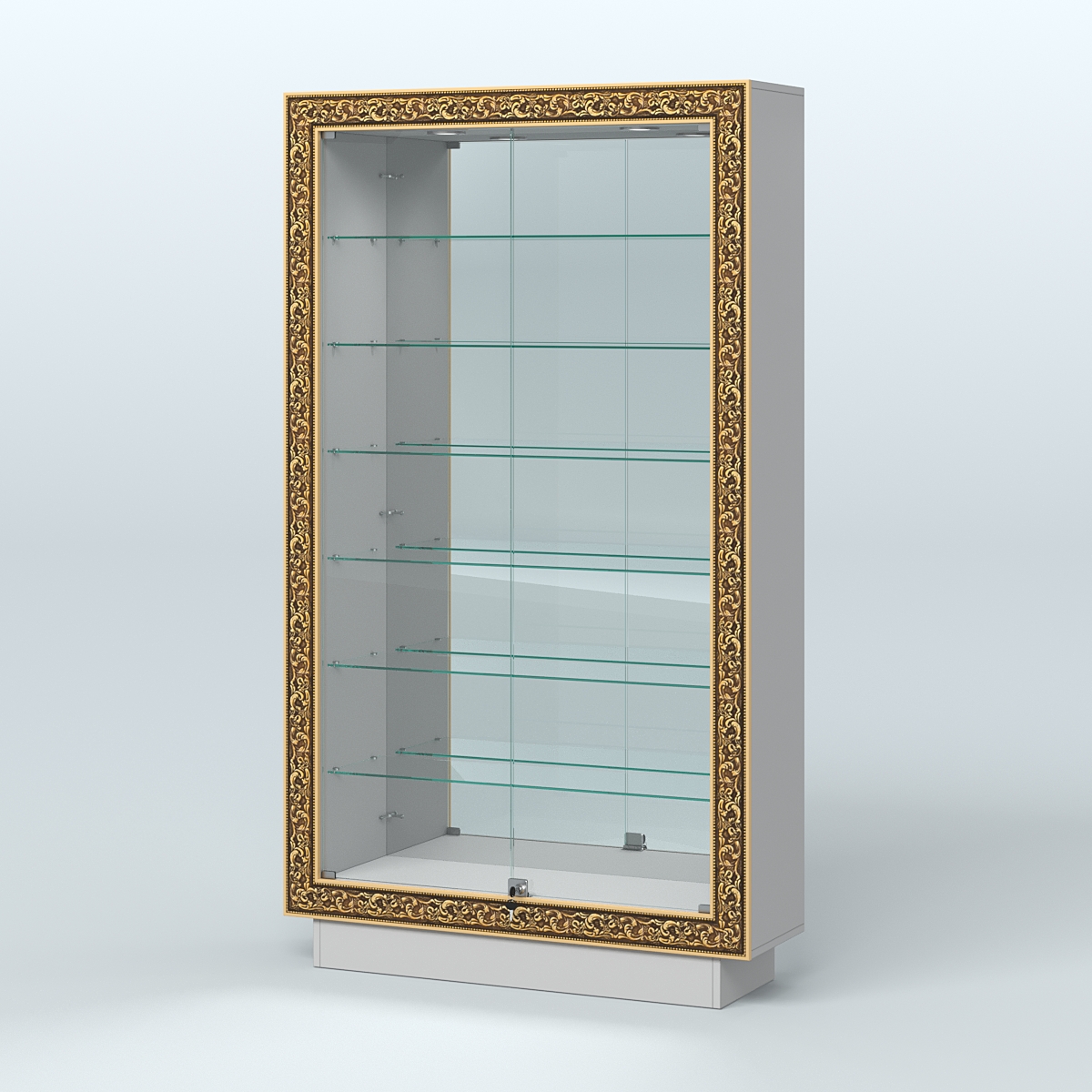 Низкая витрина с декором и узкими полками НБА-11 Серый