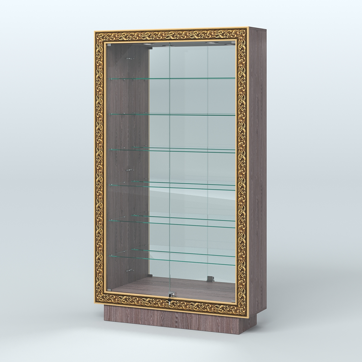 Низкая витрина с декором и узкими полками НБА-11 Ясень Анкор темный