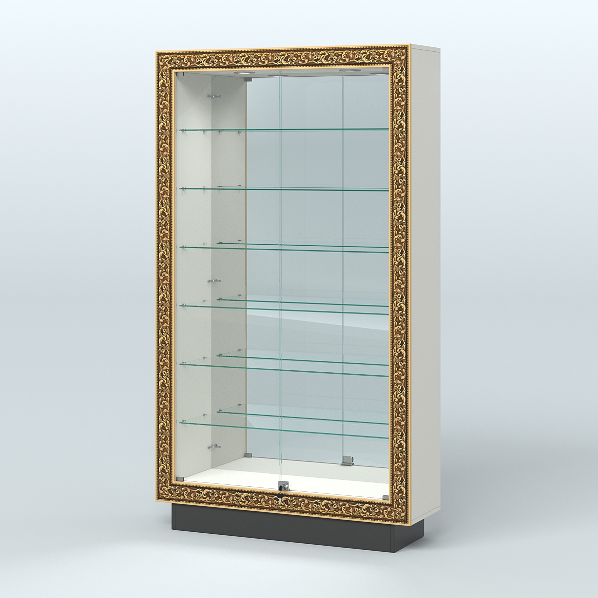 Низкая витрина с декором и узкими полками НБА-11 Белый и Черный