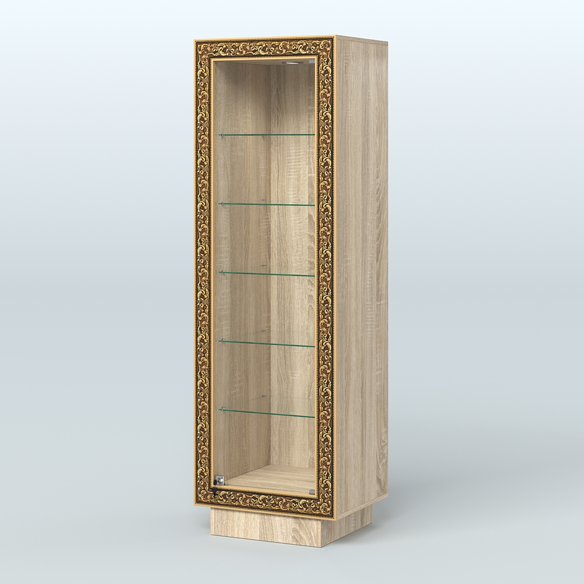 Низкая прямоугольная витрина с декором НБА-501 Дуб сонома