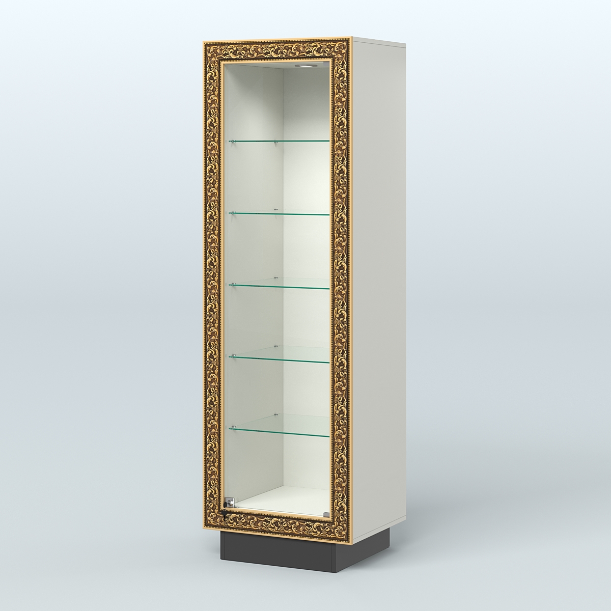 Низкая прямоугольная витрина с декором НБА-501 Белый и Черный