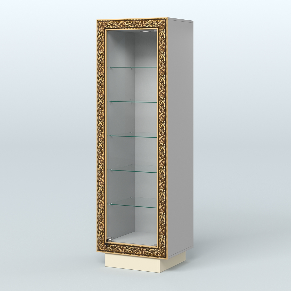 Низкая прямоугольная витрина с декором НБА-501 Серый + Крем Вайс