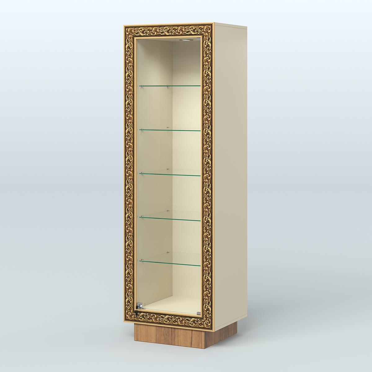 Низкая прямоугольная витрина с декором НБА-501 Крем Вайс + Орех